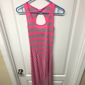NWOT Pink & Gray Striped Maxi Dress